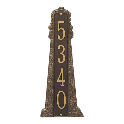 Whitehall Products Personalized Lighthouse Vertical Wall Plaque One Line Antique Brass