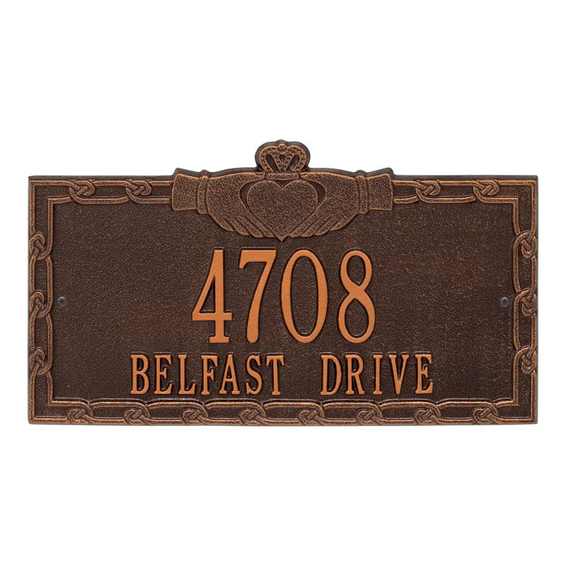 Whitehall Products Claddagh Address Plaque Two Lines Black/gold