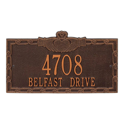 Whitehall Products Claddagh Address Plaque Two Lines Black/gold