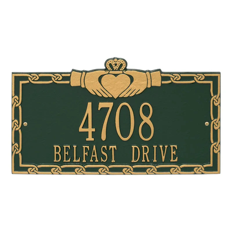 Whitehall Products Claddagh Address Plaque Two Lines Bronze/gold