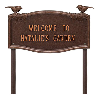 Whitehall Products Vine Chickadee Garden Personalized Lawn Plaque Two Lines Black/gold