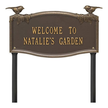 Whitehall Products Vine Chickadee Garden Personalized Lawn Plaque Two Lines 