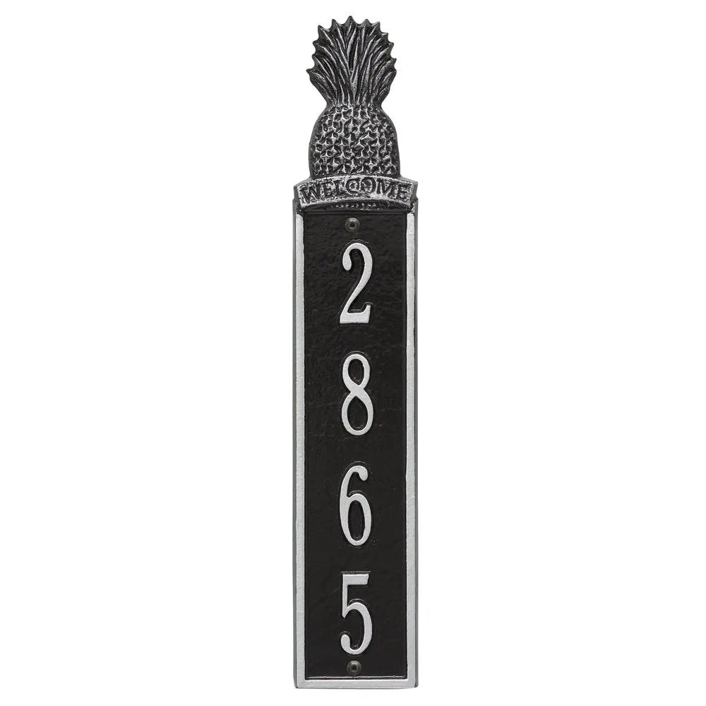 Whitehall Products Personalized Pineapple Vertical Wall Welcome Plaque One Line Pewter/silver