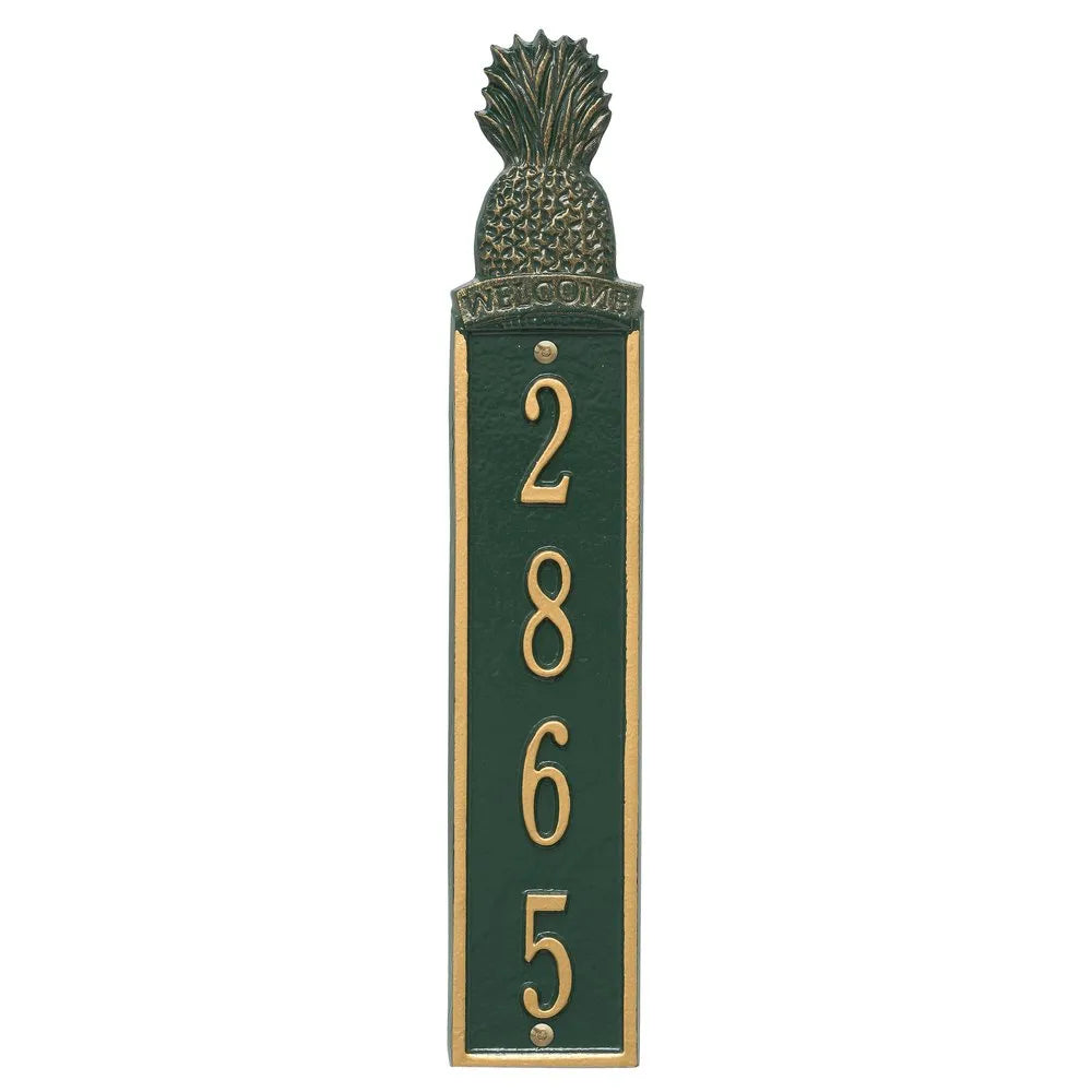 Whitehall Products Personalized Pineapple Vertical Wall Welcome Plaque One Line Bronze/gold