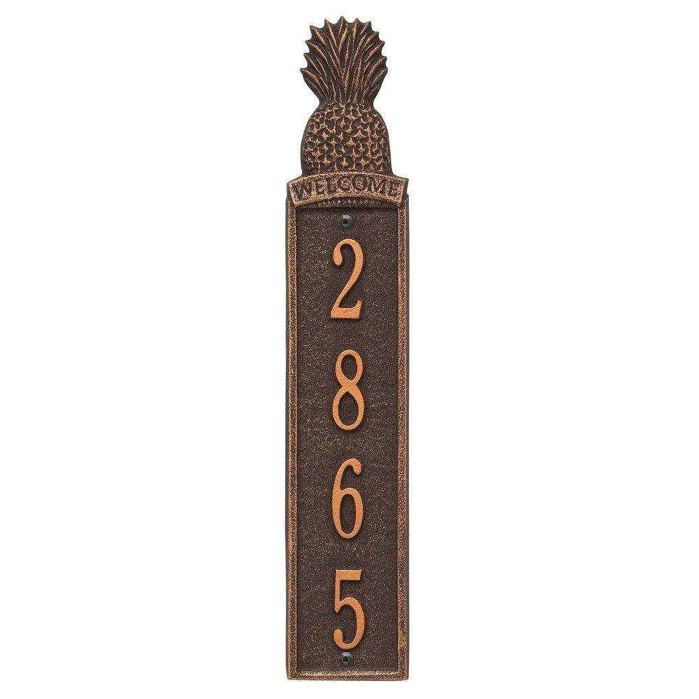 Whitehall Products Personalized Pineapple Vertical Wall Welcome Plaque One Line Oil Rubbed Bronze